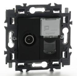 Miniatuur van Legrand TV/UTP cat6 volledig apparaat met spanklauwen - Valena Nextmat zwart (741776)