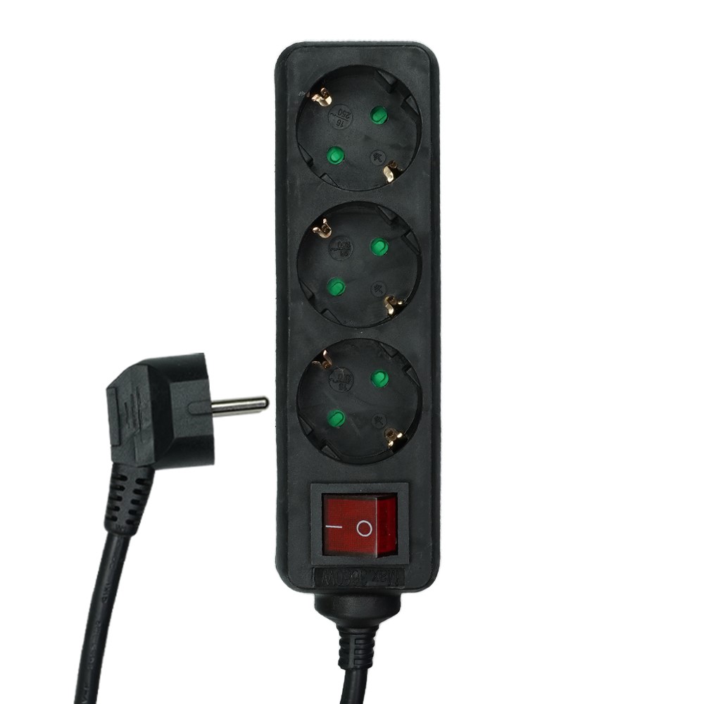 Miniatuur van EMhub stekkerdoos met schakelaar zwart 3-voudig 3 meter (4087035)