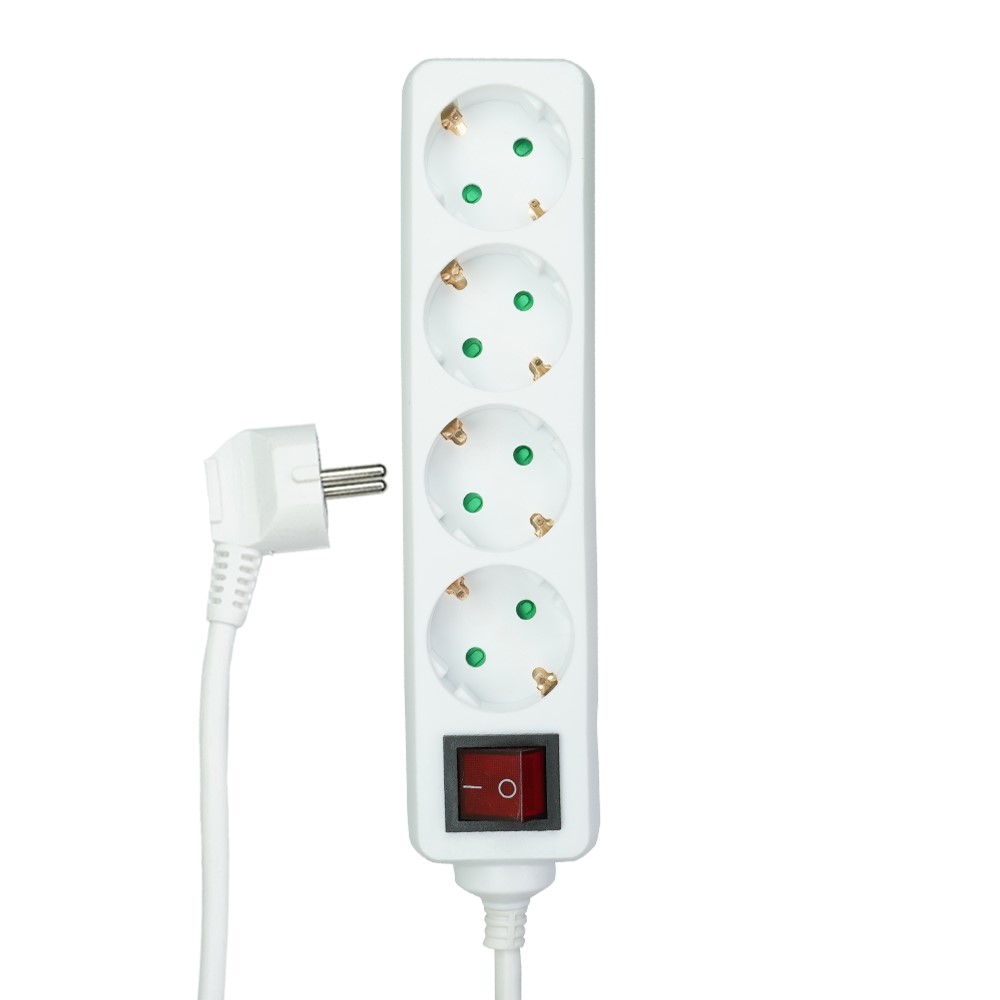 Miniatuur van EMhub stekkerdoos met schakelaar wit 4-voudig 3 meter (4087042)