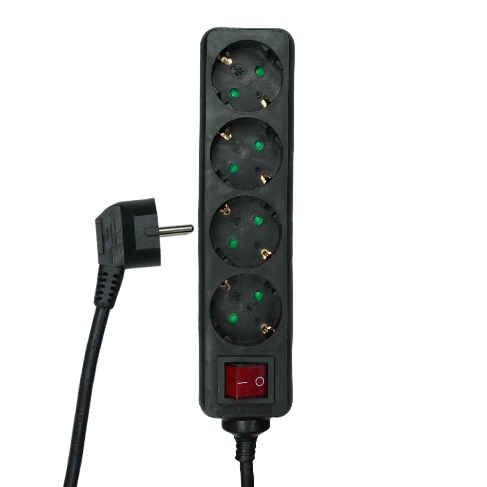 Miniatuur van EMhub stekkerdoos met schakelaar zwart 4-voudig 5 meter (4087045)