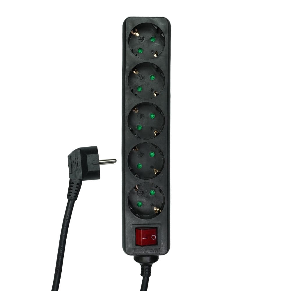 Miniatuur van EMhub stekkerdoos met schakelaar zwart 5-voudig 1,5 meter (4087049)