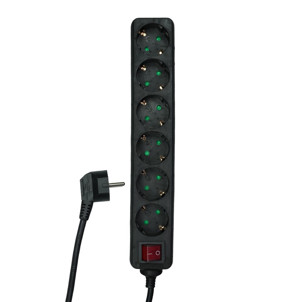Miniatuur van EMhub stekkerdoos met schakelaar zwart 6-voudig 5 meter (4087061)