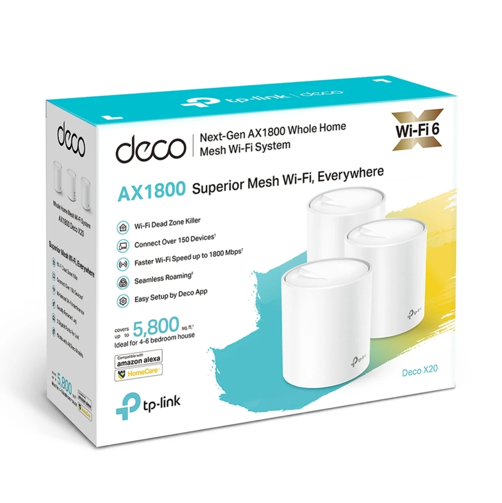 Miniatuur van TP-LINK mesh WiFi router 574Mbps op 2.4GHz-band + 1200Mbps op 5GHz-band per 3 stuks (Deco X20 3-pack)