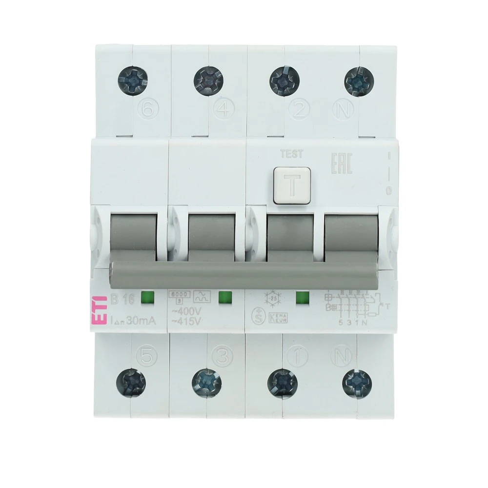 Miniatuur van ETI aardlekautomaat 3-polig+nul 16A B-kar 30mA (431000153)