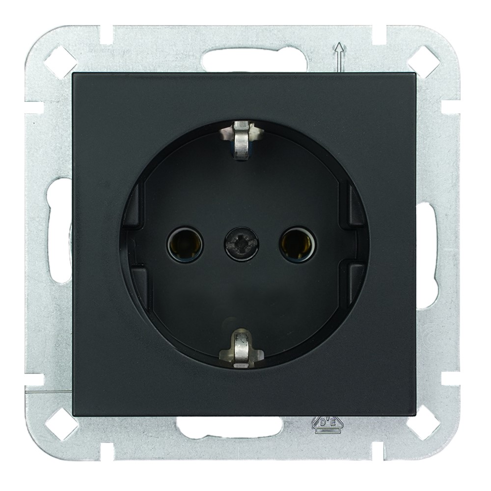 Miniatuur van EMhub Quadro55 (by Kopp) stopcontact met randaarde - zwart mat (4088080)