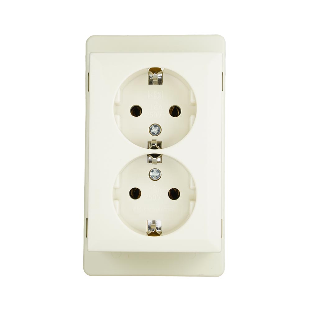 Miniatuur van Power universele deksel met 2-voudige stopcontacten wit 73x125mm bedraad (2072 000)