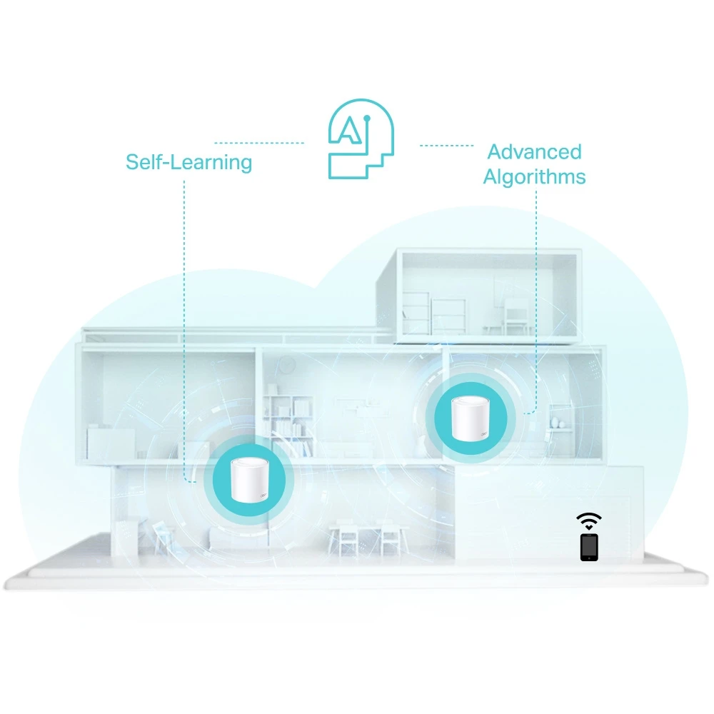 Miniatuur van TP-LINK mesh WiFi router 574 Mbps op 2,4GHz + 2402Mbps op 5GHz-band - per 2 stuks (Deco X50 2-Pack)