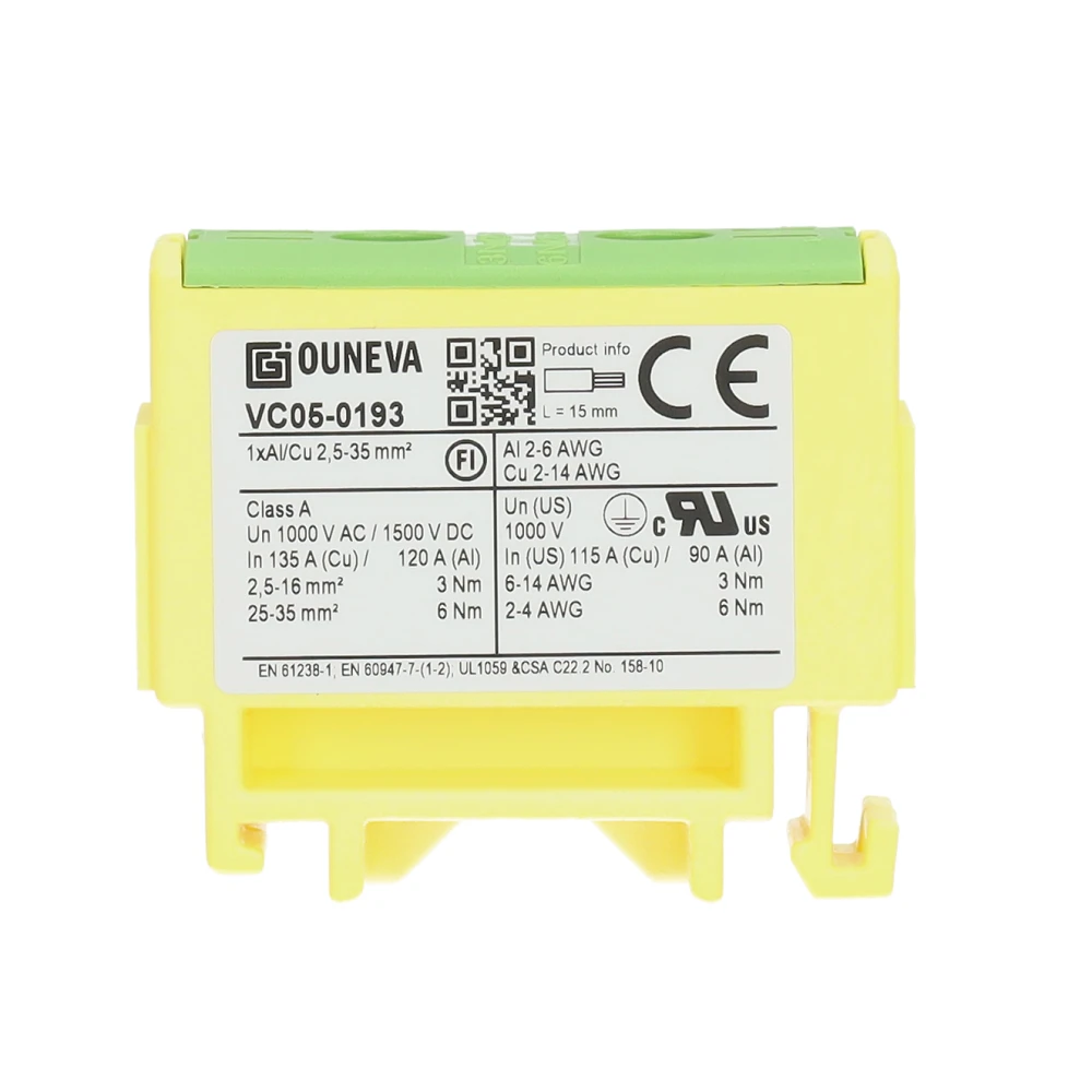 Miniatuur van Ouneva aansluitklem 1-voudig geel/groen 2,5-35 mm² (O-VC05-0193)