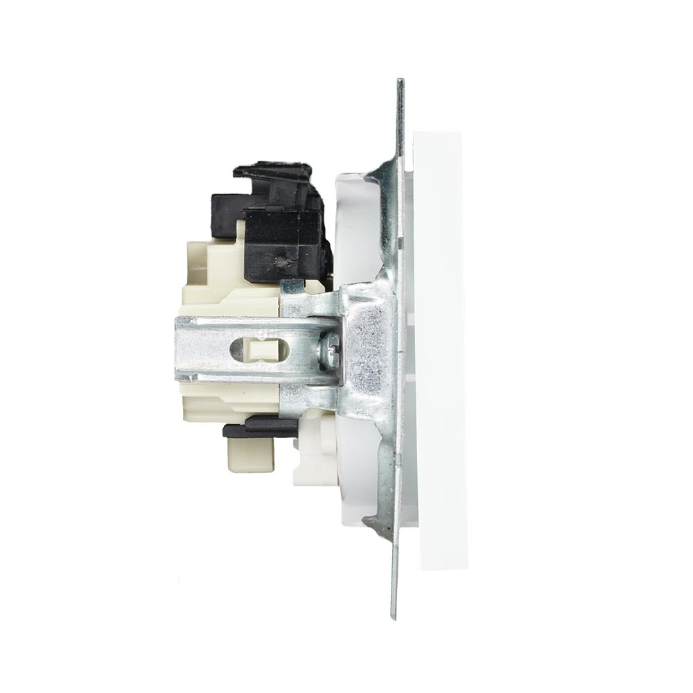 Miniatuur van EMhub Quadro55 (by Kopp) wandcontactdoos 1-voudig penaarde met shutter - mat-wit (4088053)