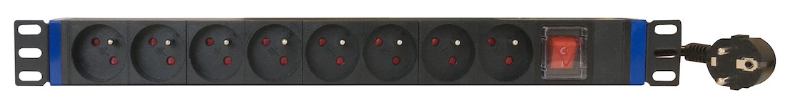 Miniatuur van 19 inch 8-voudige stekkerdoos met schakelaar en penaarde - zwart (DS-8PDU-PE)