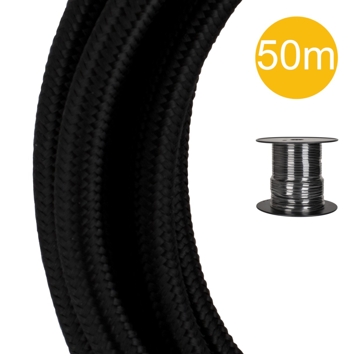Miniatuur van Bailey textielsnoer op rol 50 meter 2x0.75 mm2 - zwart (140317)