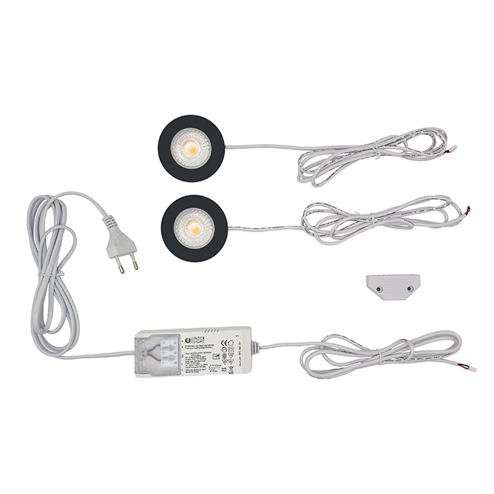 Miniatuur van INTERLight inbouwspot set dimbaar rond zwart 4W 260lm 2700K incl. driver Ø65mm - zaagmaat Ø58mm IP44 (IL-CBSET27B)