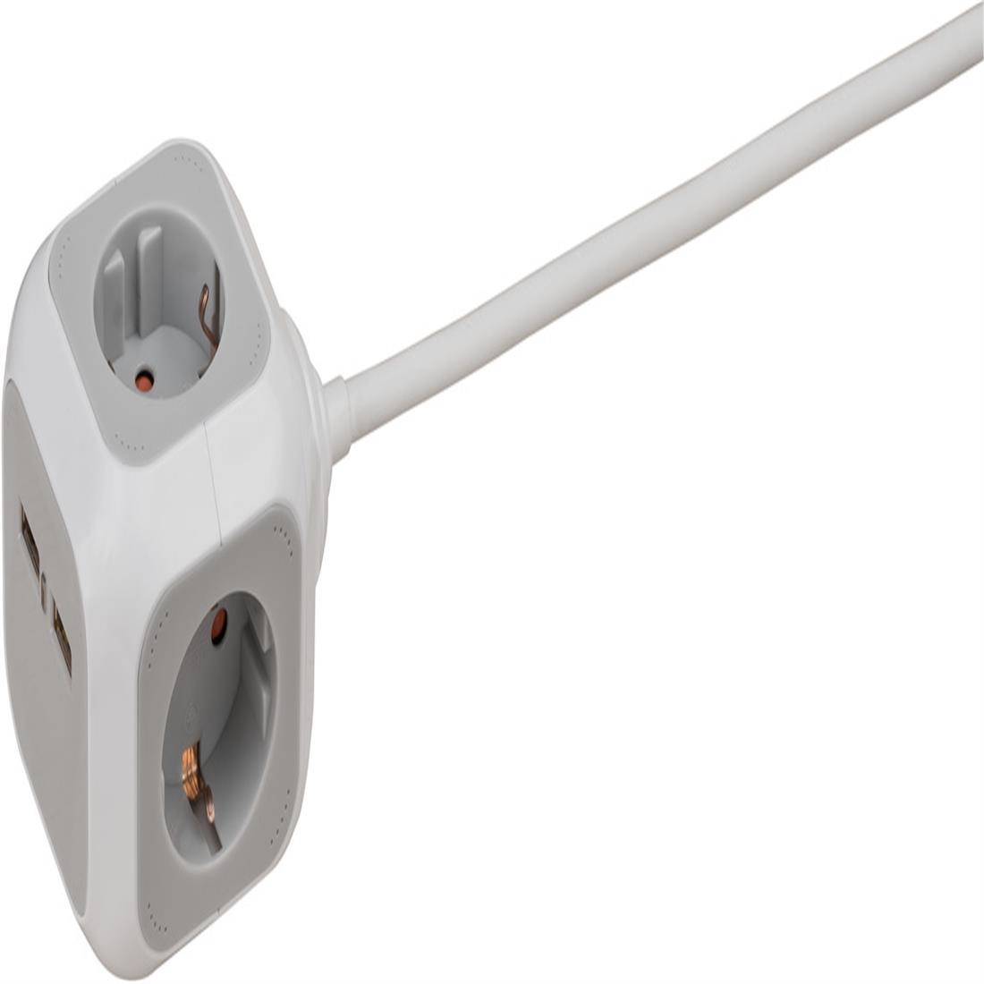 Miniatuur van BRENNENSTUHL stekkerdoos Alea-power 4-voudig met randaarde en 2x USB A - licht grijs (1150100)