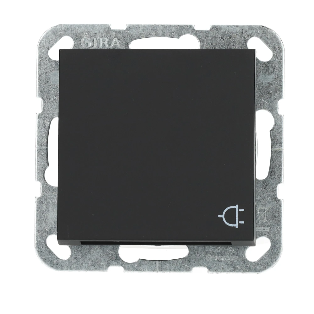 Miniatuur van Gira stopcontact met aardingspen CEBEC en klapdeksel - systeem 55 zwart mat (4488005)