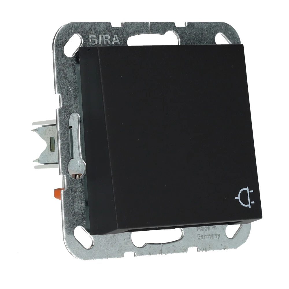 Miniatuur van Gira stopcontact met aardingspen CEBEC en klapdeksel - systeem 55 zwart mat (4488005)