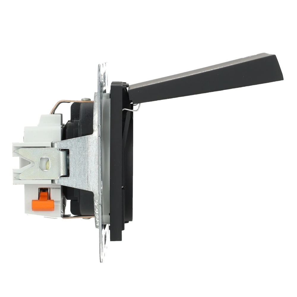 Miniatuur van Gira stopcontact met randaarde klapdeksel shutter en symbool - systeem 55 zwart mat (4414005)