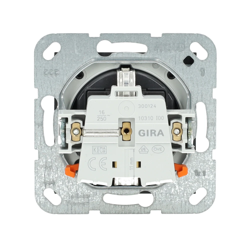 Miniatuur van Gira stopcontact met randaarde klapdeksel shutter en symbool - systeem 55 zwart mat (4414005)