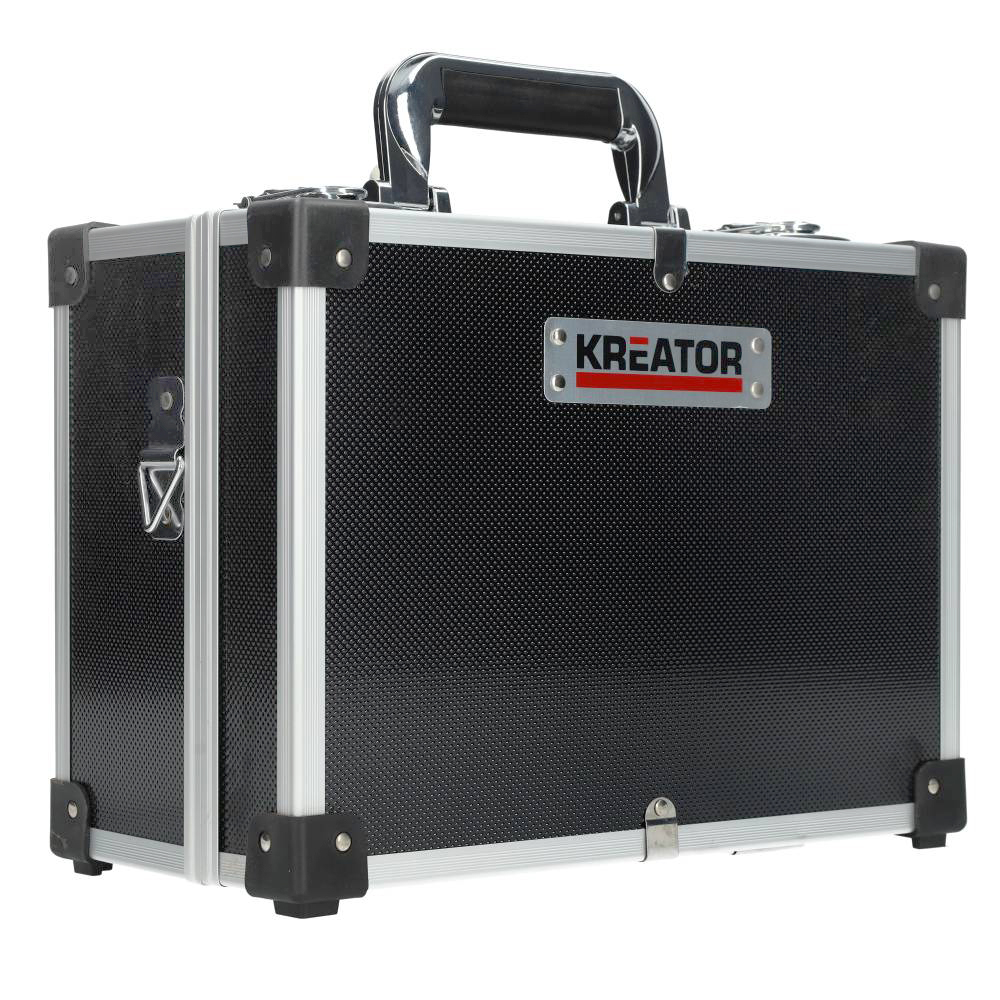 Kreator aluminium koffer met sloten en schouderriem 320x230x160mm - zwart (KRT640106B)