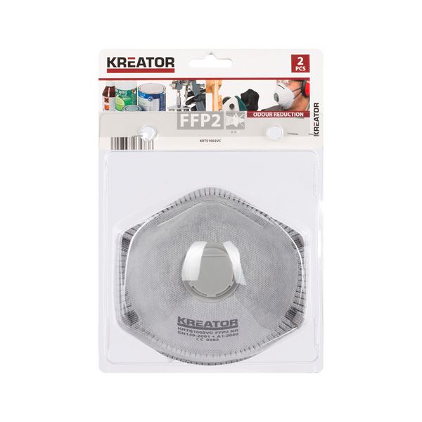 Miniatuur van Kreator FFP2 geurverminderend stofmasker met ventiel set van 2 stuks (KRTS1002VC)