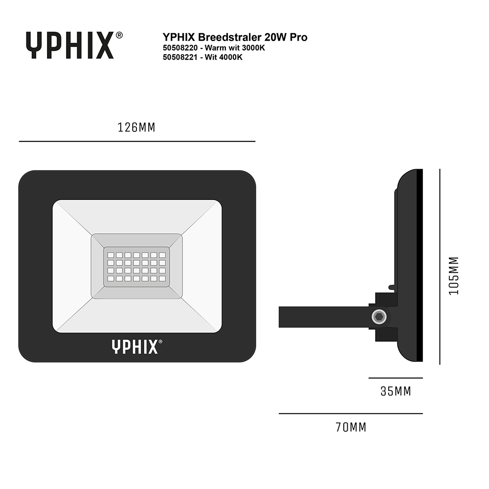 Miniatuur van Yphix LED schijnwerper 20W 1.500lm warm wit 3000K IP65 (50508220)