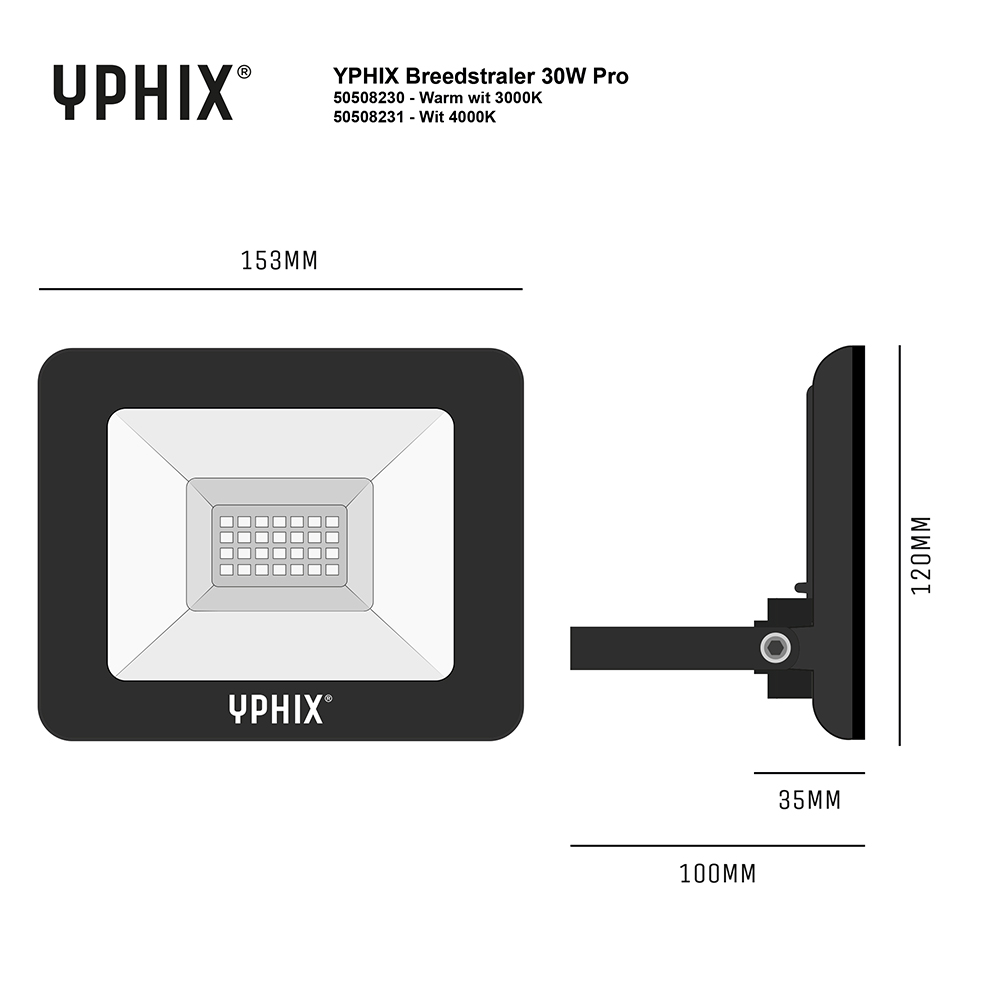 Miniatuur van Yphix LED schijnwerper 30W 2.400lm koel wit 4000K IP65 (50508231)