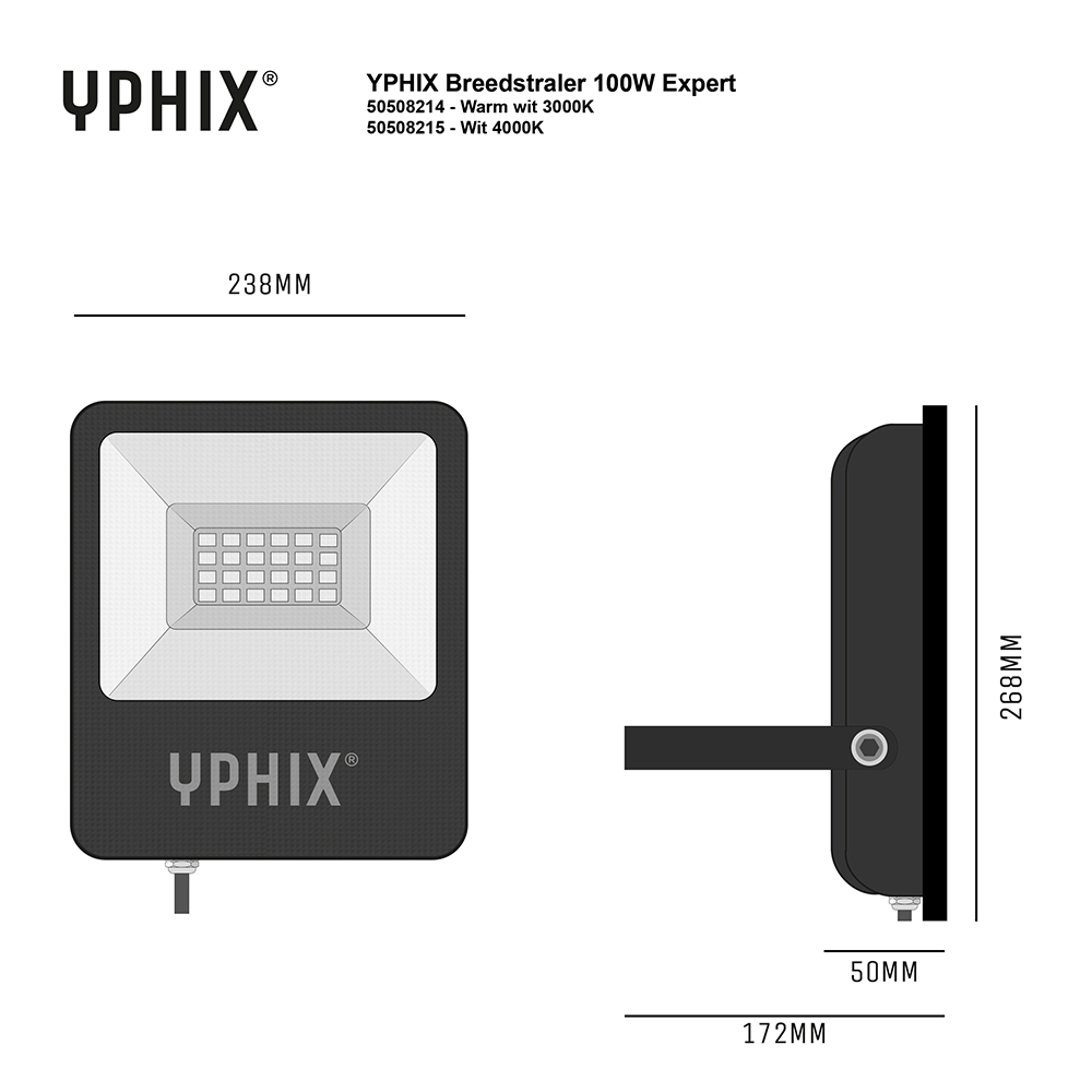 Miniatuur van Yphix LED schijnwerper 100W 14.000lm warm wit 3000K IP65 (50508214)