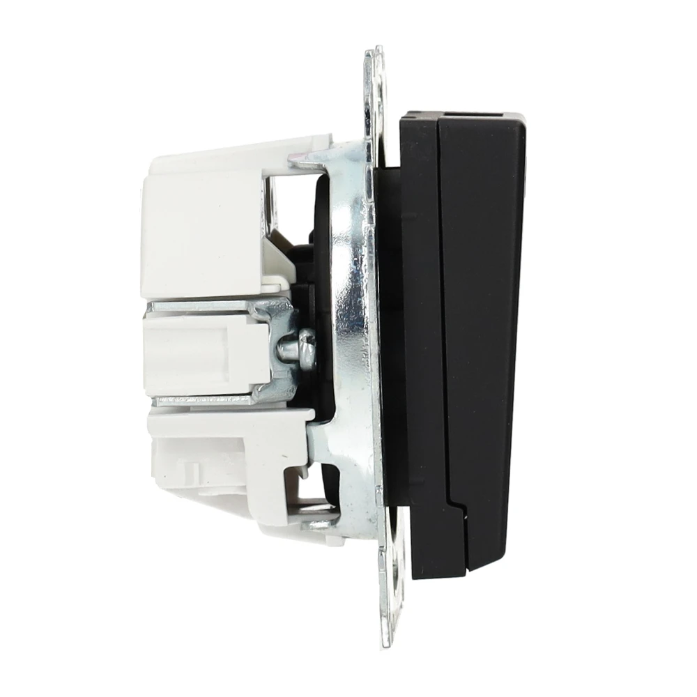Miniatuur van Schneider Electric Systeem M Ocean plastic stopcontact met penaarde, shutters en klapdeksel - matzwart (MEG2310-0403)