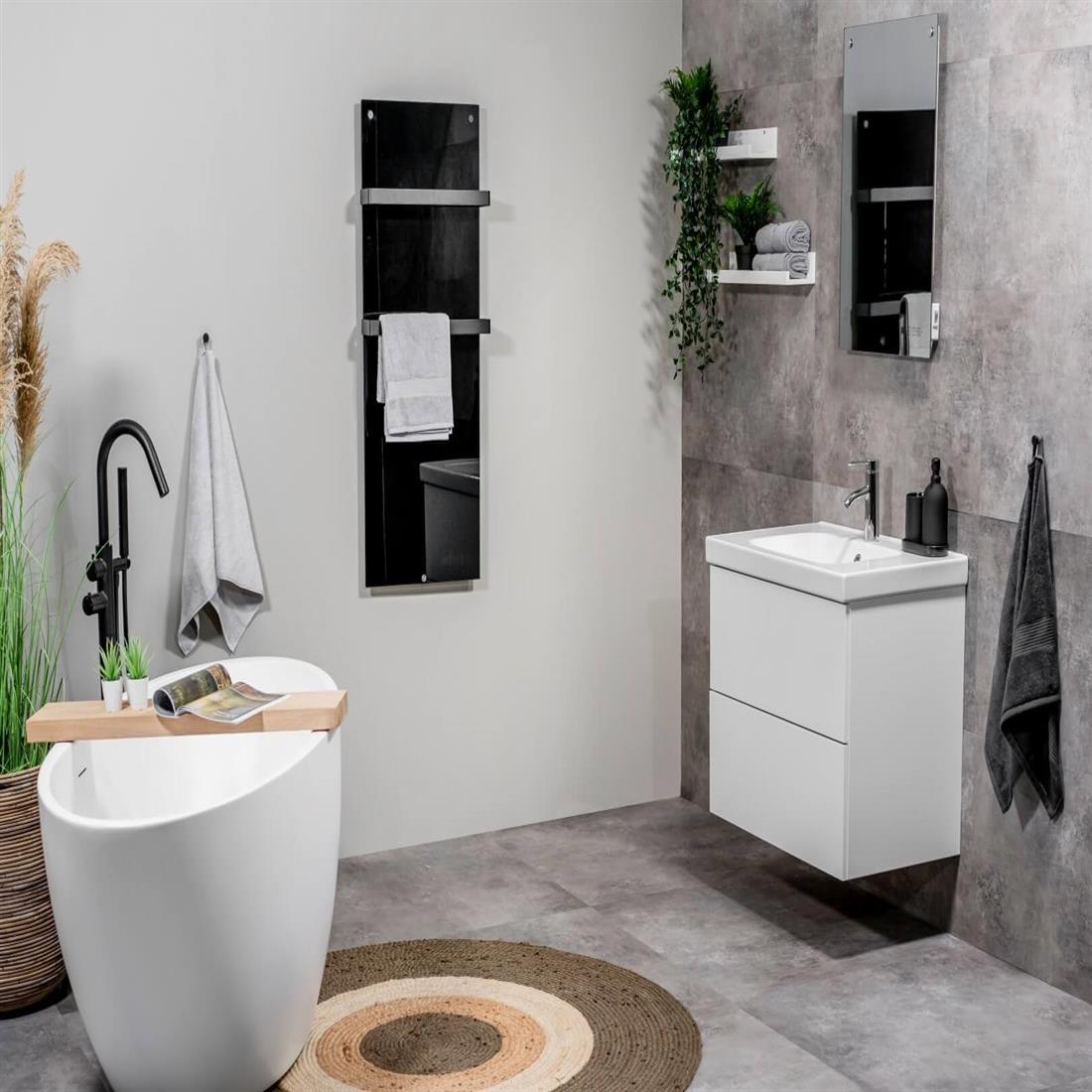 Eurom Sani 800 badkamer infrarood verwarming 800W met handdoekbeugels, WiFi en app - zwart (350395)