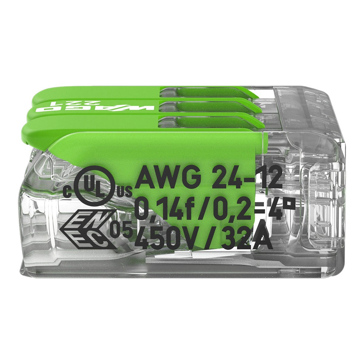 Wago lasklem 3-voudig 4mm2 per 50 stuks (221-423)