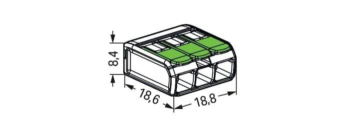 Wago lasklem 3-voudig 4mm2 per 50 stuks (221-423)
