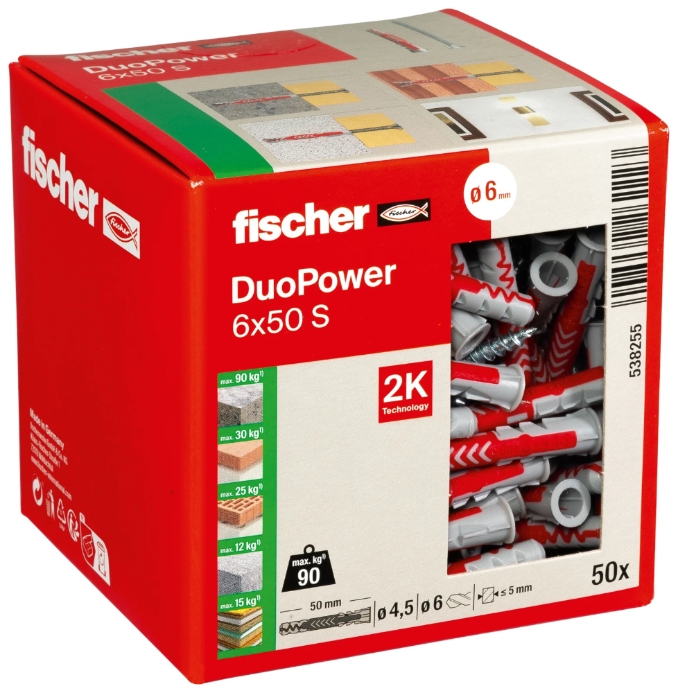 Miniatuur van Fischer DuoPower 6x50 met schroef - 50 stuks (538255)