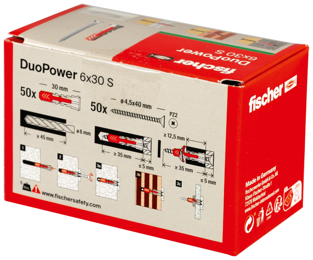 Fischer DuoPower 6x30 met schroef - 50 stuks (535459)