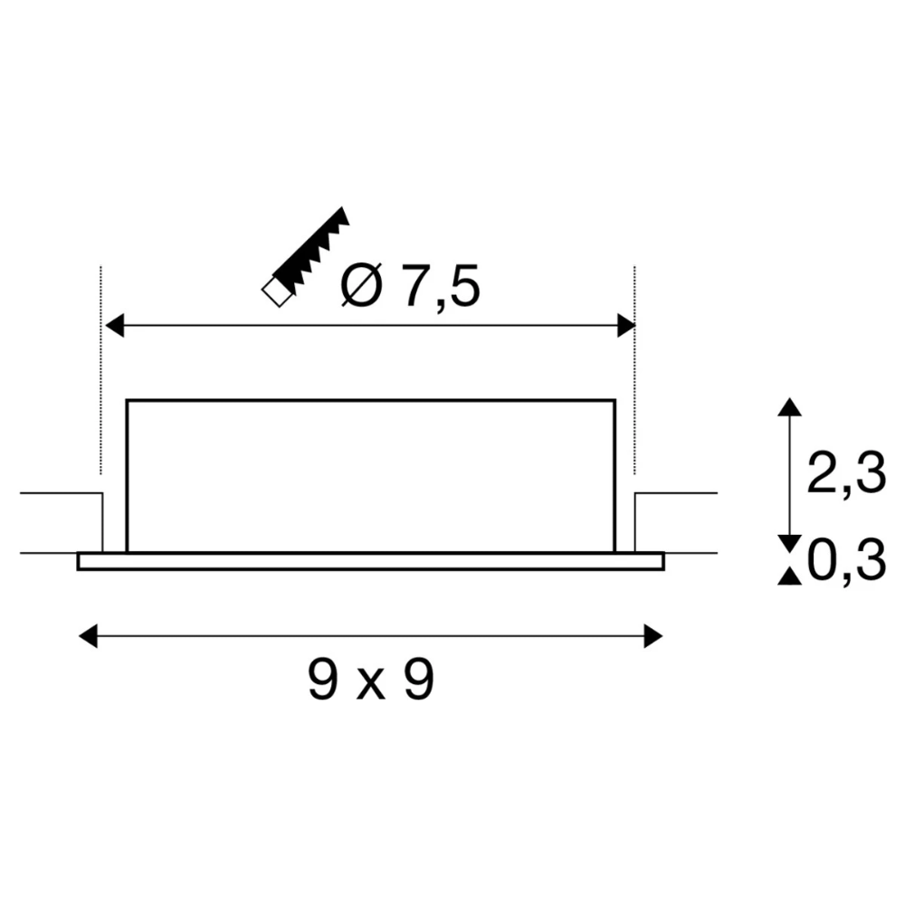 Miniatuur van SLV inbouwspot vierkant kantelbaar zwart GU10 zaagmaat Ø75mm - diameter 90mm (1007378)