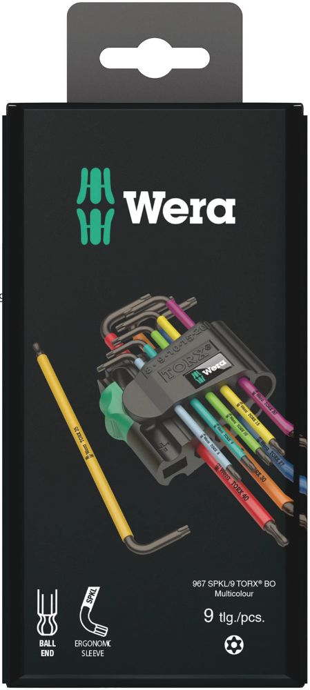 Wera torxsleutelset stiftsleutel haaks 967/9 TX BO multicolour 1 SB TX8-TX40 - 9 delig (05073599001) main product photo