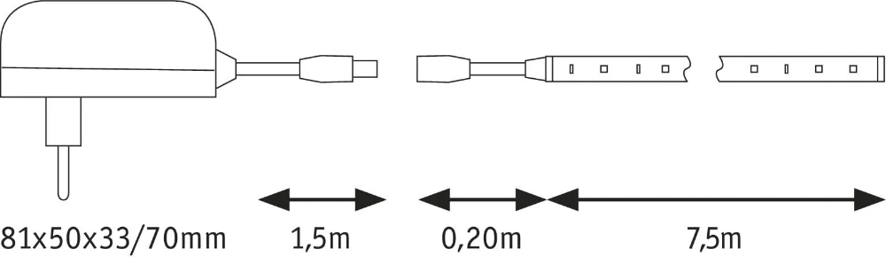 Miniatuur van Paulmann LED strip volledige set 12V warm wit 3000K 60LEDS/m - 7.5 meter (78973)