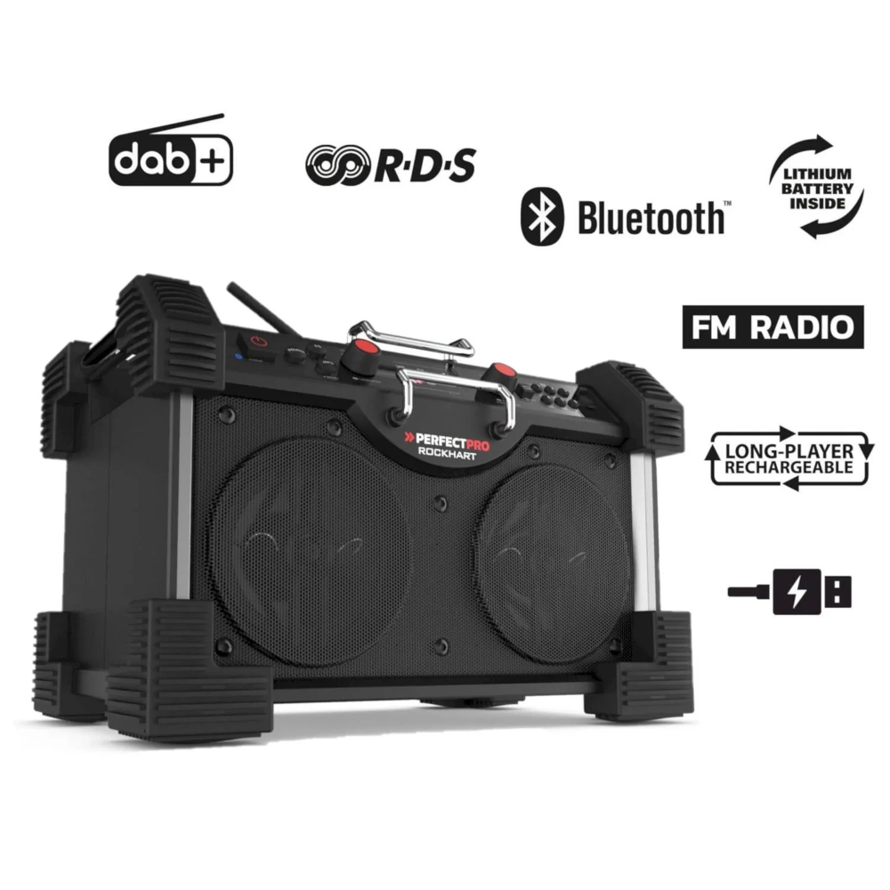 Miniatuur van PerfectPro bouwradio Rockhart Bluetooth DAB+ FM AUX 2x30W IP44 (RH4)