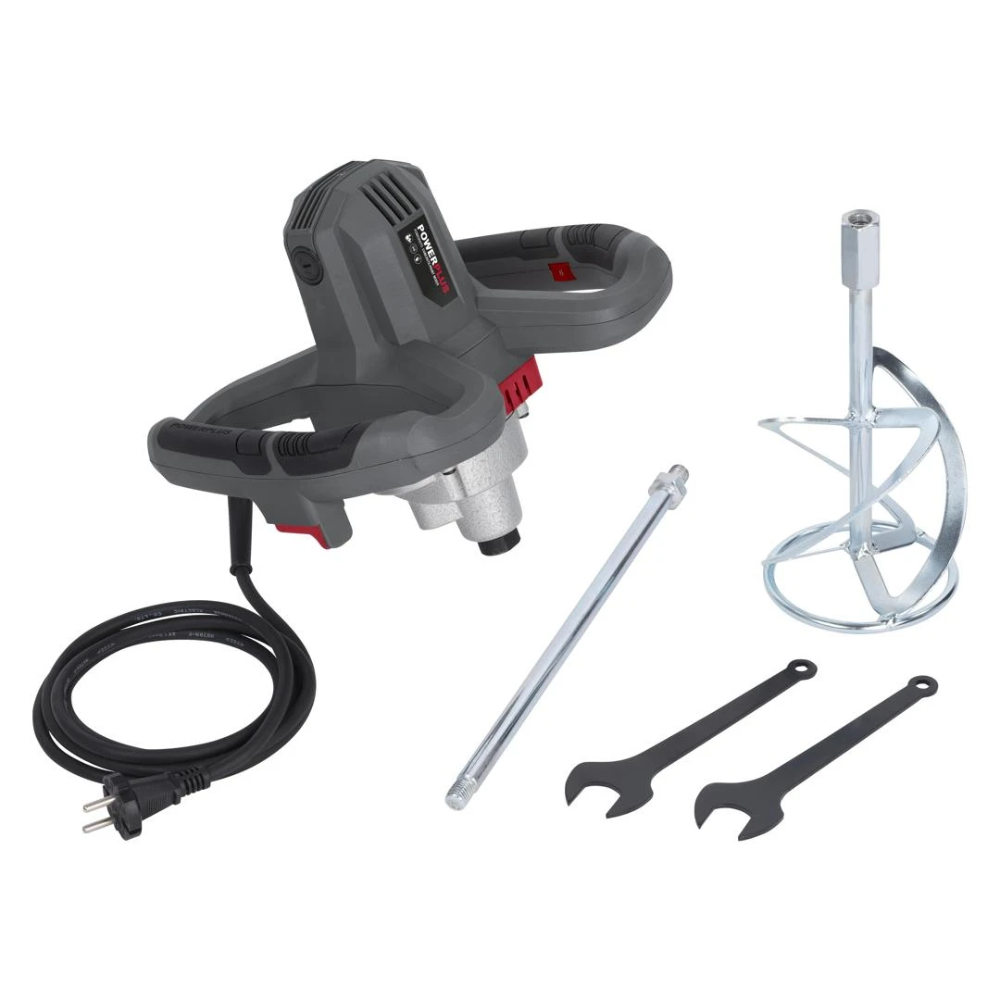PowerPlus betonmixer verfmixer 230V 1200W 6 snelheden - compleet met mengstaaf (POWE80070)