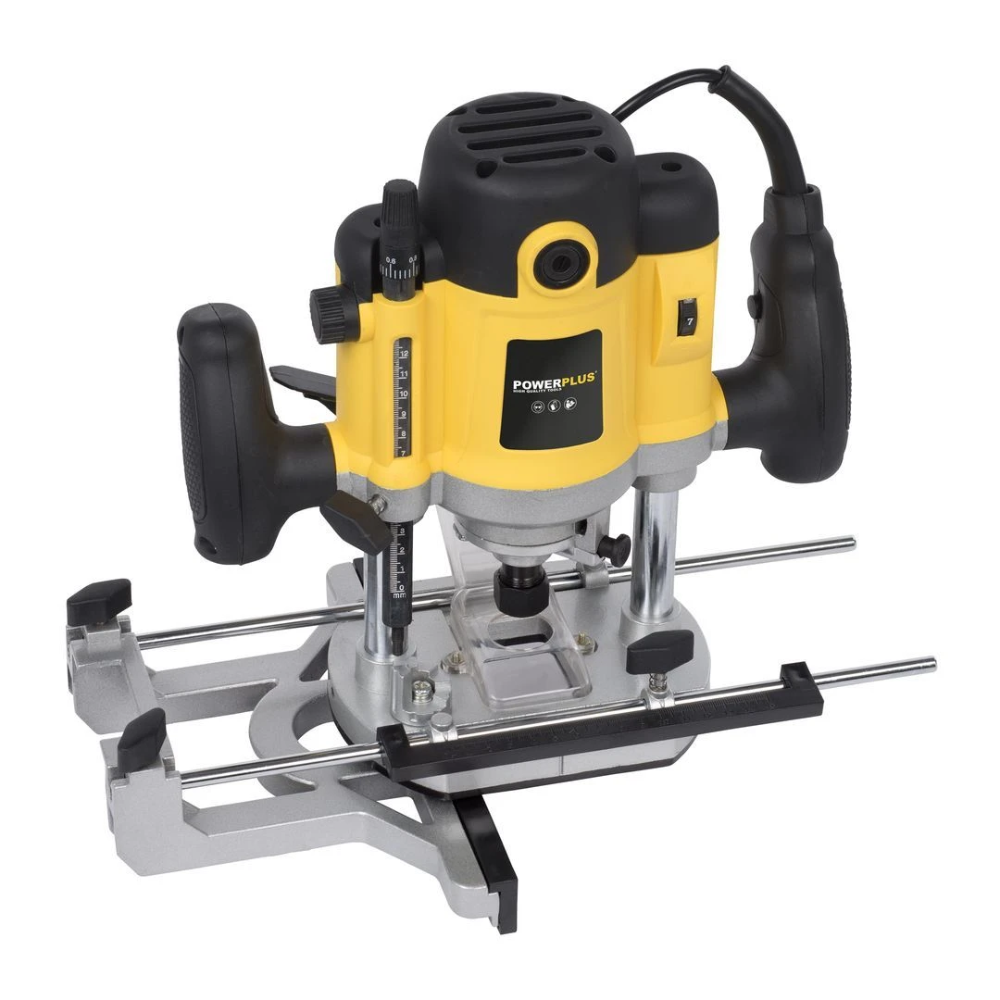 PowerPlus bovenfrees 230V 1500W met fijninstelling - complete set met 12 frezen (POWX093)