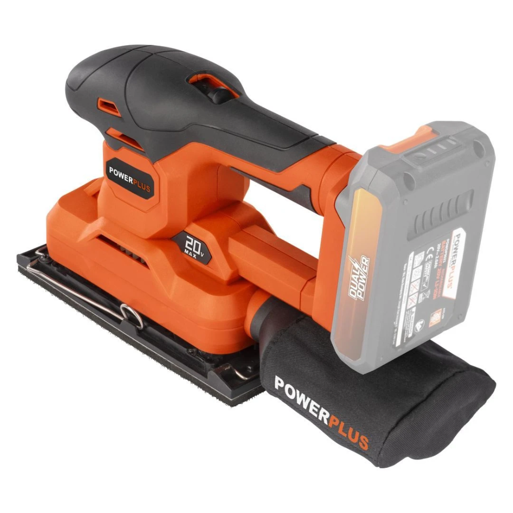 PowerPlus accu vlakschuurmachine 20V Dual Power basic body 90x187mm (POWDP50300)