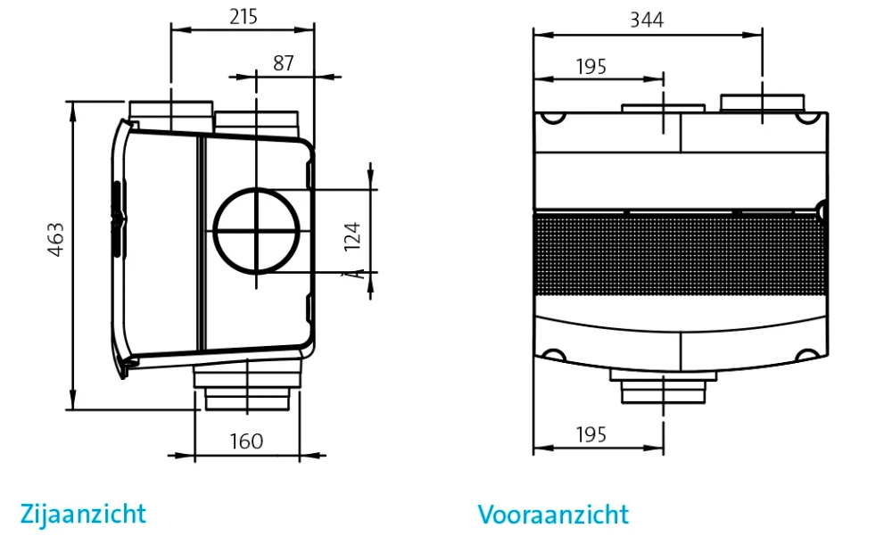 Orcon MVS-15RHP mechanische ventilatie unit 490 m3/h met ingebouwde vochtsensor - perilex aansluiting (21130010)
