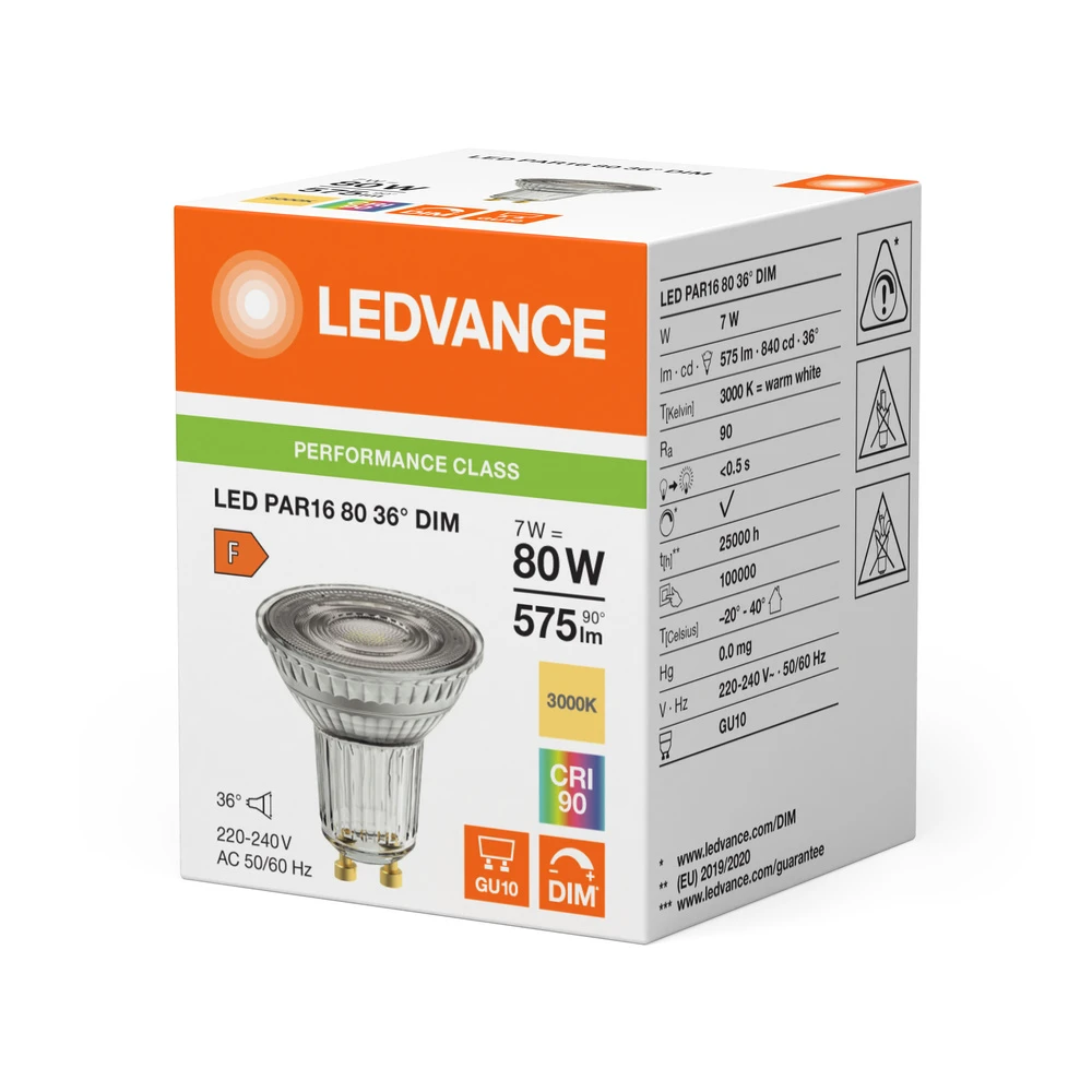 Miniatuur van LEDVANCE LED spot GU10 7W 575lm warm wit 3000K dimbaar (4099854234880)