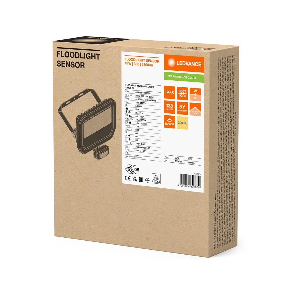 Miniatuur van LEDVANCE floodlight met sensor 41W 3000K IP65 - zwart (4099854306860)