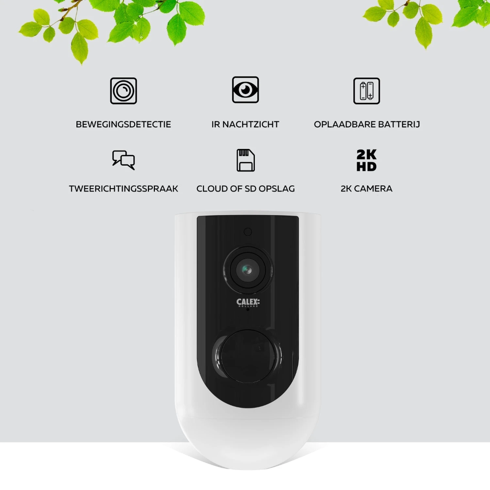 Calex Smart beveiligingscamera draadloos op batterij voor buiten 2K IP44 (5501000700)