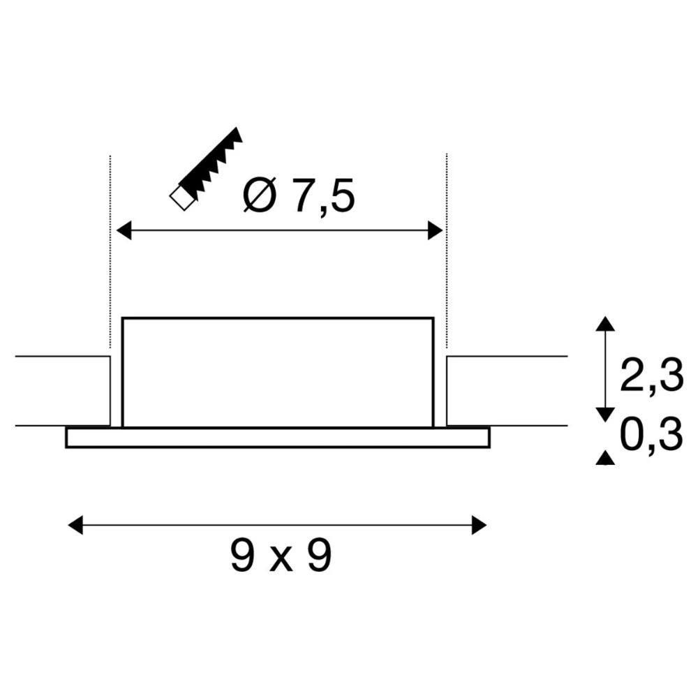 SLV inbouwspot vierkant kantelbaar zaagmaat 75mm aluminium (1007350)