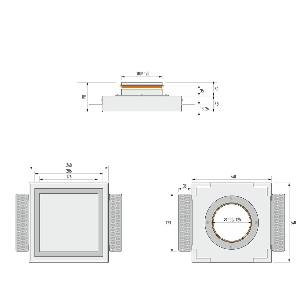 Miniatuur van Weckx inbouw ventielrooster voor toevoer en afvoer vierkant Ø125mm - wit (20709125)