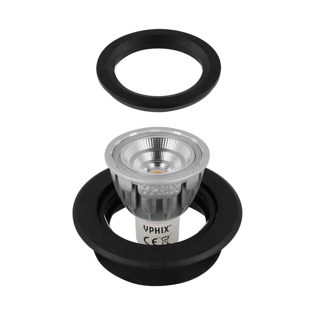 Miniatuur van Yphix inbouwspot rond kantelbaar zwart GU10 zaagmaat Ø70mm - diameter 82mm met bladveren (50114472)