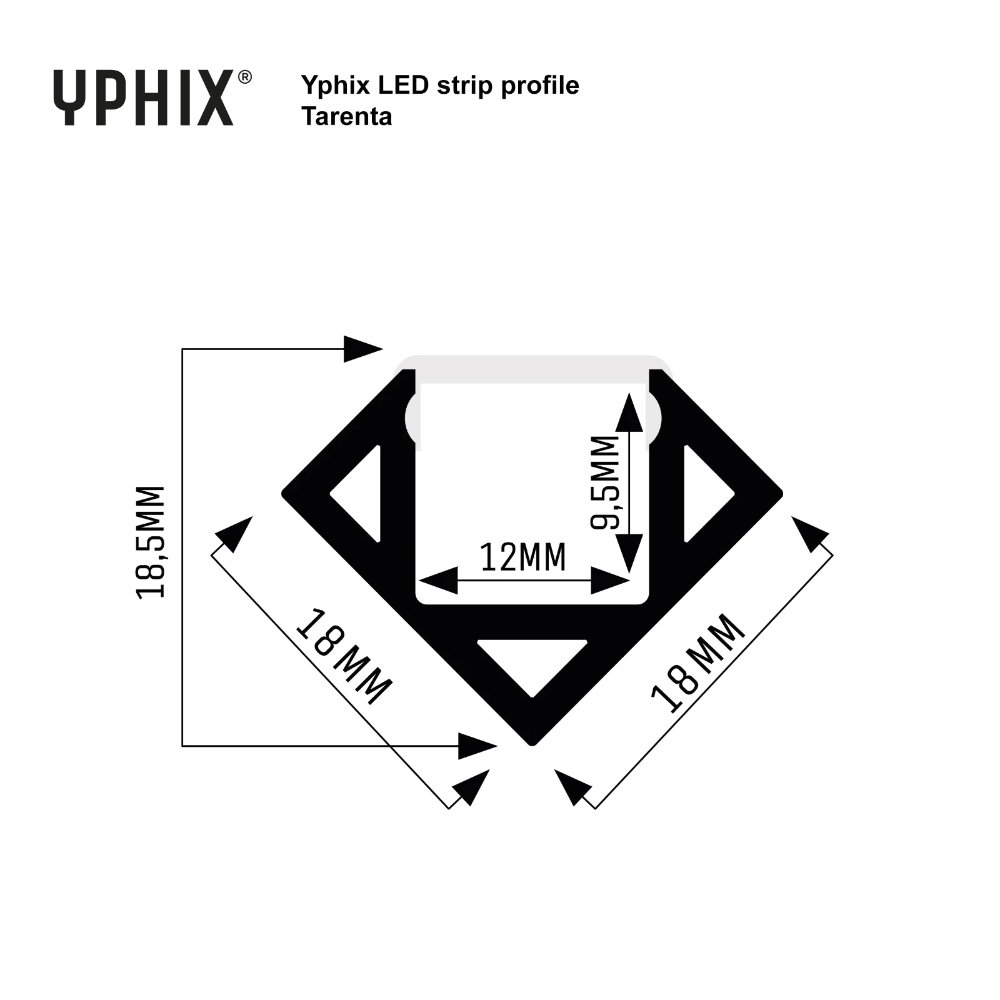 Miniatuur van Yphix LED strip profiel Tarenta aluminium hoek met transparante afdekkap - 1 meter (50289474)