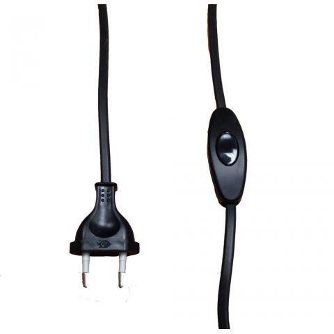 Miniatuur van HK / HAKA netsnoer met eurostekker en schakelaar 2x0.75mm2 2 meter zwart (517300061)