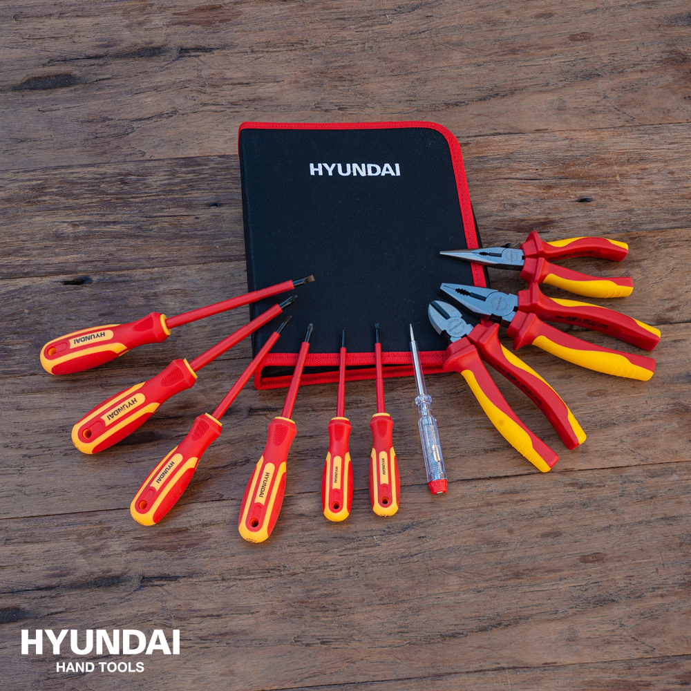 Miniatuur van Hyundai gereedschapset VDE met schroevendraaiers en tangen in etui 10-delig (59415)