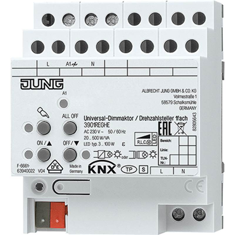Miniatuur van JUNG 3901REGHE JUN KNX UNIV.DIMMAKTOR/DREHZ